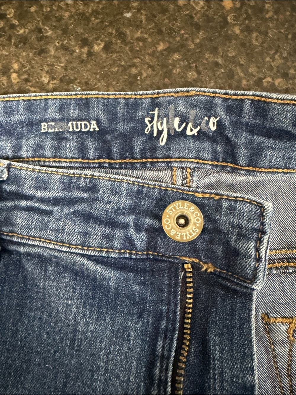 Style & Co. Dark Blue Distressed Frayed Cutoff Denim Women's Bermuda Jean Shorts - Picture 3 of 11